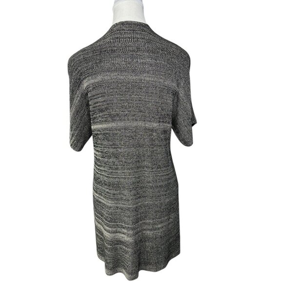 Eileen Fisher Women’s Black Tan Open Front Long Cardigan Sweater XXS/XS/C35.25 - Picture 4 of 13